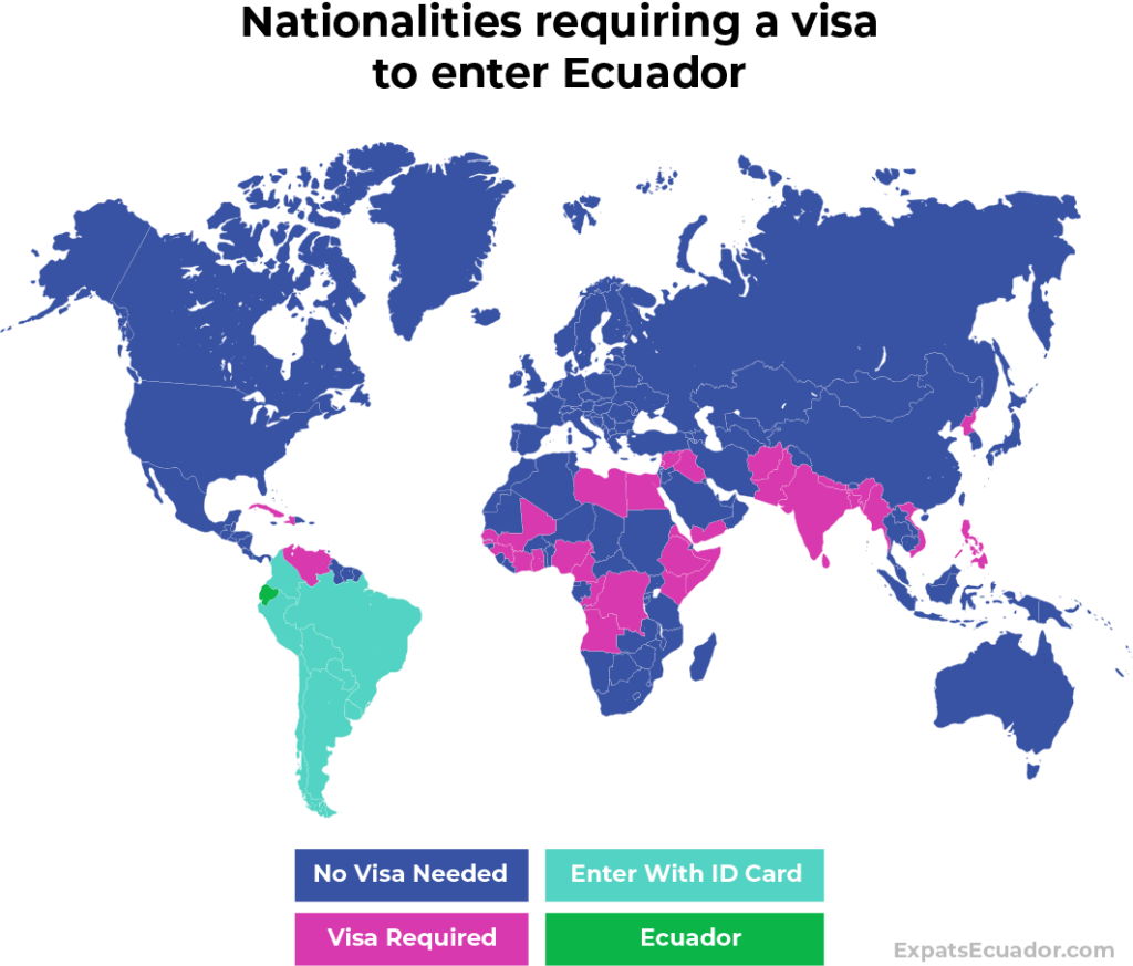 Ecuador Visa Free Countries Map 2021