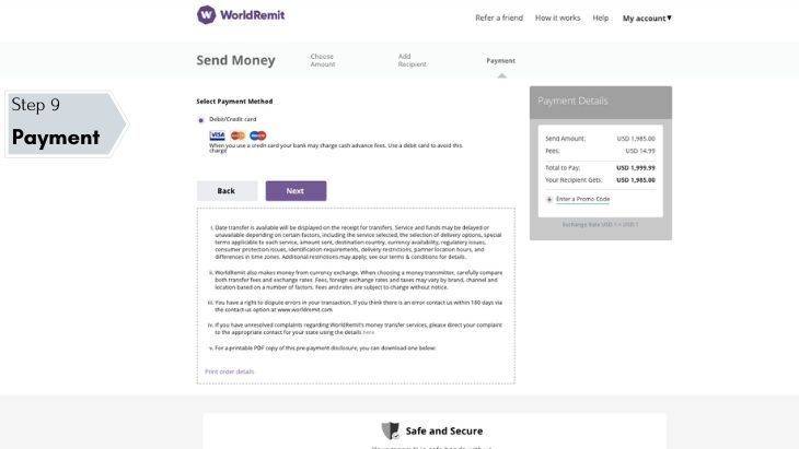 Ecuador WorldRemit - Step 9 - Payment