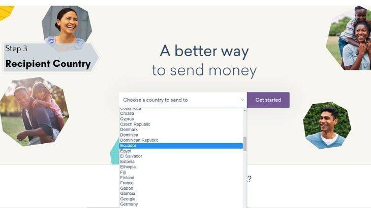 Ecuador WorldRemit - Step 3 - Recipient Country