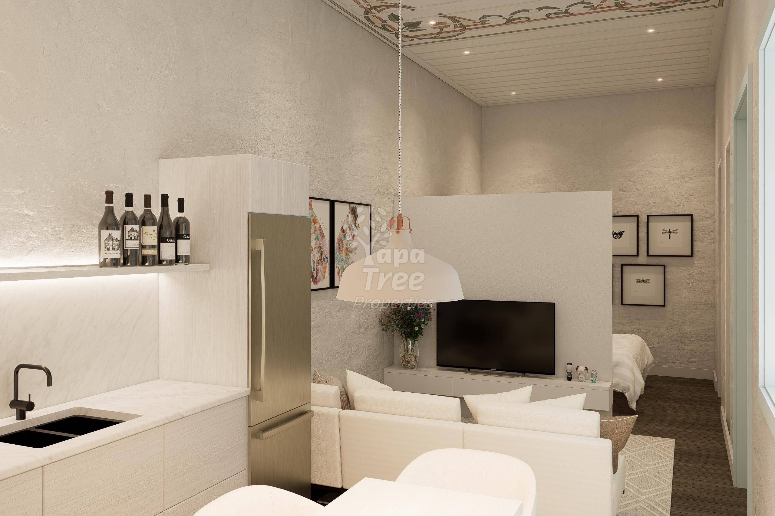 open kitchen and living