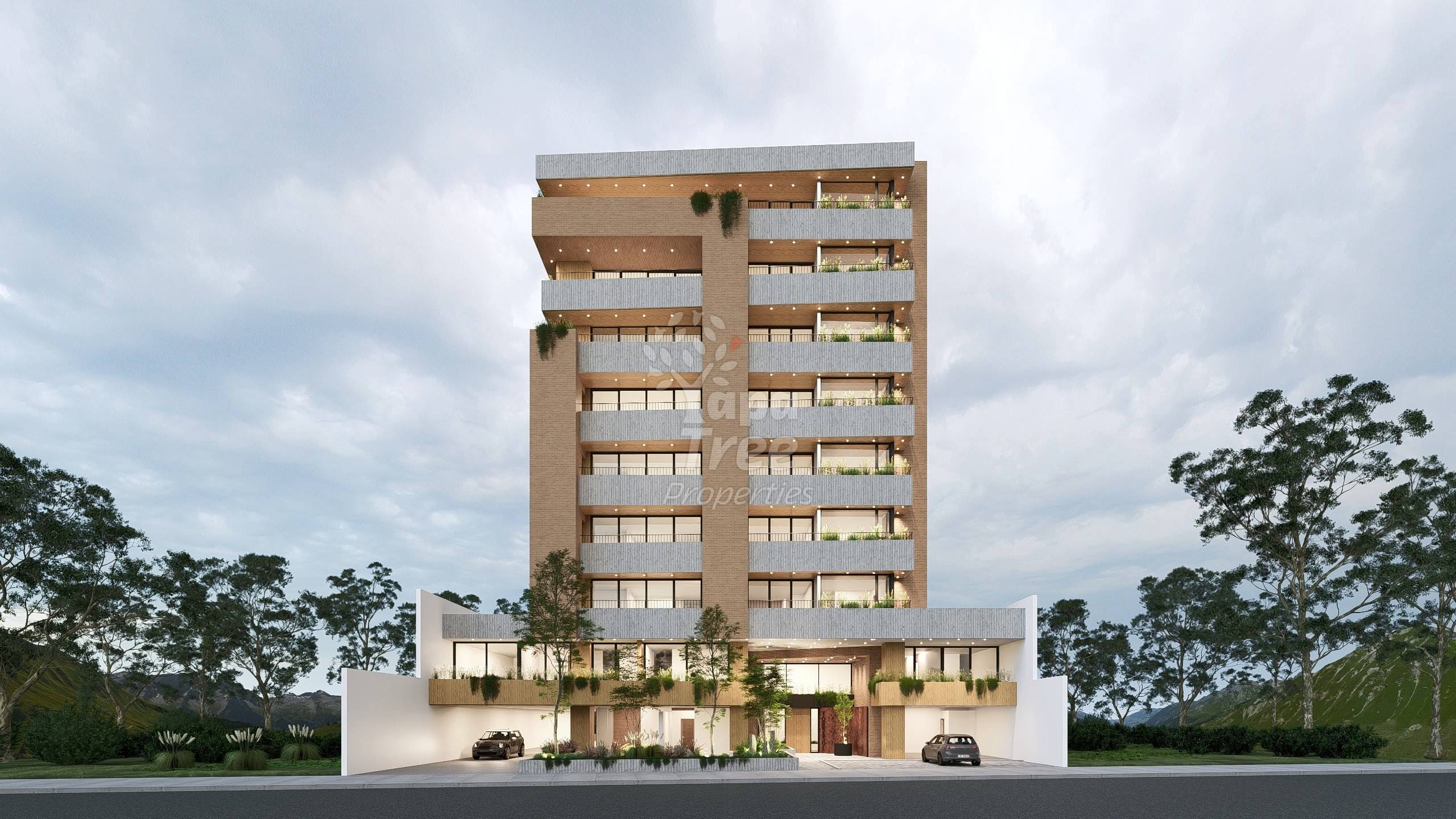 front elevation, night