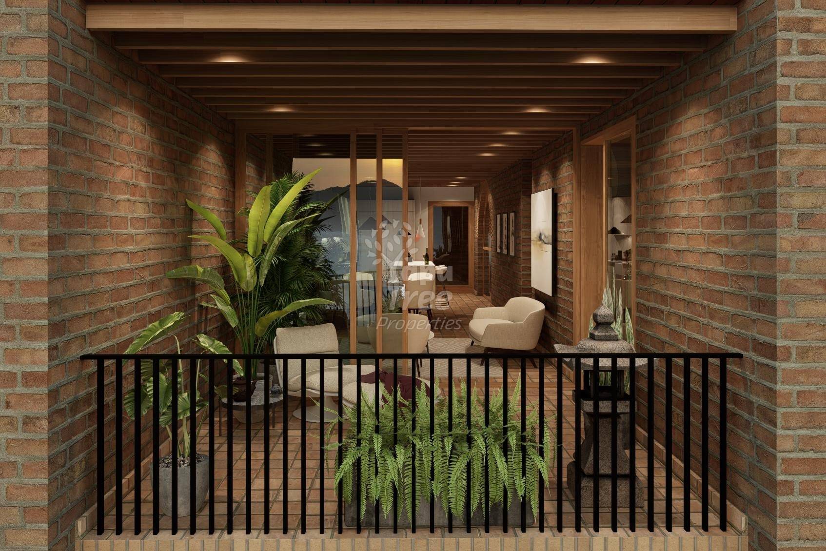the covered terrace, looking back into the apartment