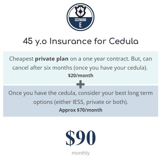 Scenario E: 45 Years Old Insurance Mainly for Cedula